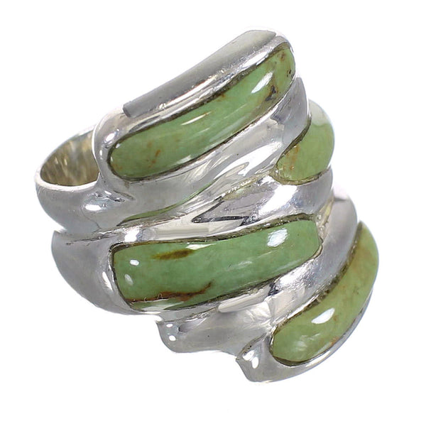 Turquoise Inlay Silver Jewelry Southwestern Ring Size 5-1/4 AX87377
