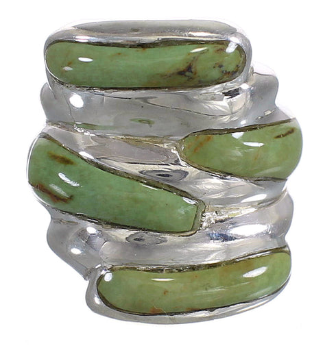 Turquoise Inlay Authentic Sterling Silver Jewelry Southwestern Ring Size 6 AX87378
