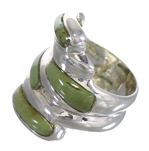 Turquoise Inlay Authentic Sterling Silver Jewelry Southwestern Ring Size 6 AX87378