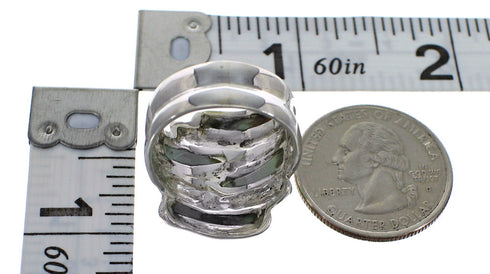 Turquoise Inlay Authentic Sterling Silver Jewelry Southwestern Ring Size 6 AX87378