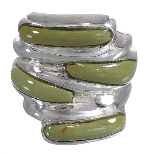 Turquoise Inlay Silver Jewelry Southwest Ring Size 7-3/4 AX87389