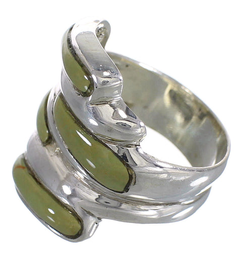 Turquoise Inlay Silver Jewelry Southwest Ring Size 7-3/4 AX87389