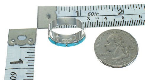 Turquoise Inlay Sterling Silver Jewelry Ring Size 6-3/4 FX91674