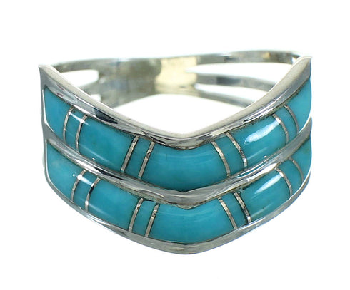 Authentic Sterling Silver Turquoise Inlay Ring Size 6-3/4 FX91664