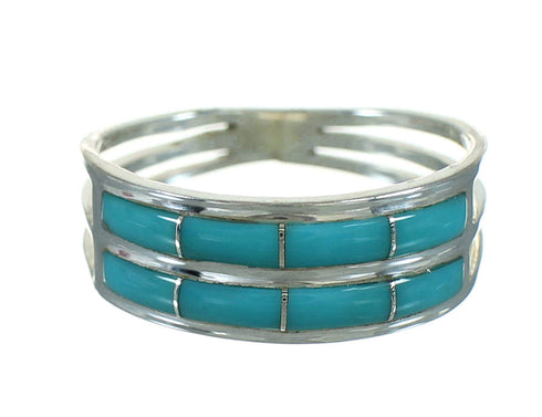 Turquoise Inlay Sterling Silver Ring Size 7-1/2 FX91614