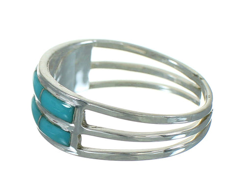 Turquoise Inlay Sterling Silver Ring Size 7-1/2 FX91614