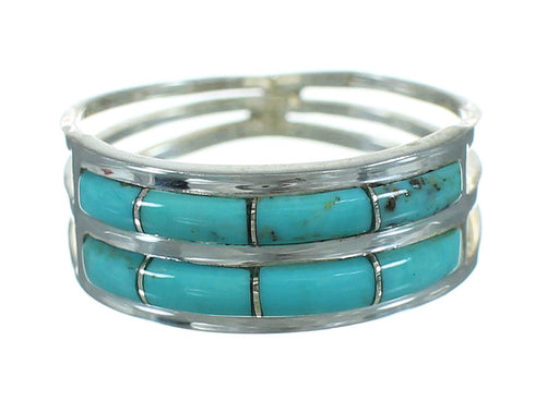 Turquoise Inlay Sterling Silver Ring Size 6-1/2 FX91638