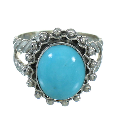 Southwest Genuine Sterling Silver Turquoise Ring Size 7-3/4 QX86019