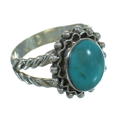 Turquoise Southwestern Silver Ring Size 8-3/4 QX86035