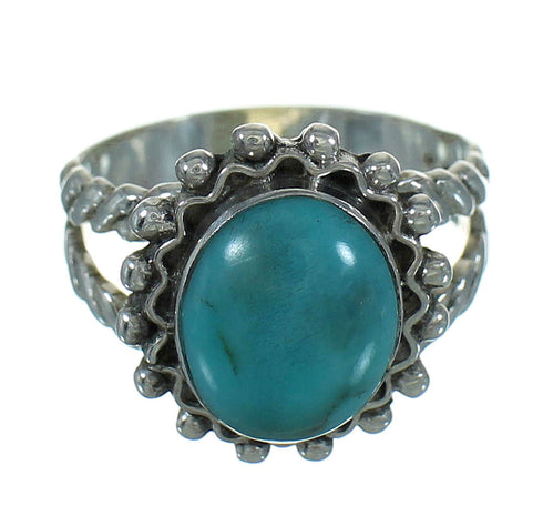 Turquoise Southwestern Silver Ring Size 8-3/4 QX86035