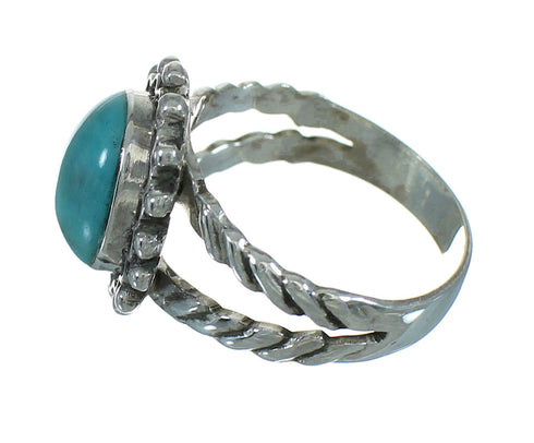 Turquoise Southwestern Silver Ring Size 8-3/4 QX86035