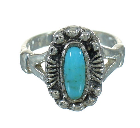 Southwest Turquoise Authentic Sterling Silver Ring Size 8-1/2 QX86046
