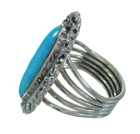 Southwest Genuine Sterling Silver Turquoise Jewelry Ring Size 6-3/4 QX86074