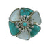 Turquoise And Mother Of Pearl Inlay Sterling Silver Flower Ring Size 5-3/4 AX87537