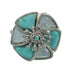 Turquoise And Mother Of Pearl Silver Flower Ring Size 8-1/2 AX87539