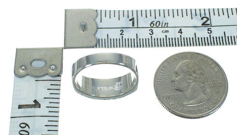 Coral And Turquoise Authentic Sterling Silver Southwestern Ring Size 7-1/2 AX87570