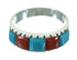 Southwestern Turquoise And Coral Inlay Genuine Sterling Silver Ring Size 8-1/2 AX87596
