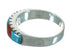 Southwestern Turquoise And Coral Inlay Genuine Sterling Silver Ring Size 8-1/2 AX87596