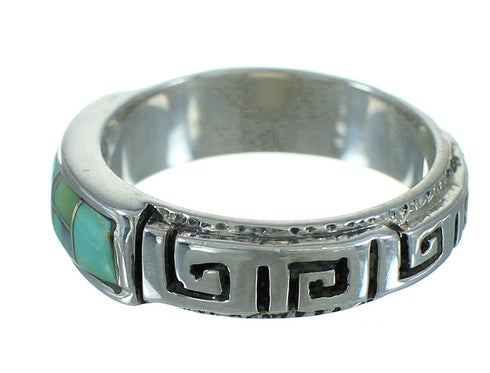 Turquoise And Opal Inlay Sterling Silver Water Wave Jewelry Ring Size 7-1/2 AX87610