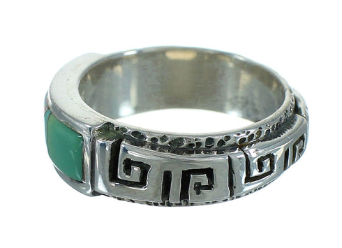 Southwestern Silver Turquoise And Opal Water Wave Ring Size 5-3/4 AX87619