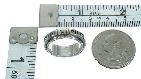 Southwestern Silver Turquoise And Opal Water Wave Ring Size 5-3/4 AX87619