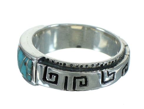 Opal And Turquoise Inlay Silver Water Wave Southwest Ring Size 5-3/4 AX87623