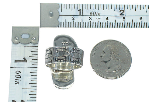 Southwestern Turquoise Sterling Silver Butterfly Water Wave Ring Size 6-3/4 YX89510