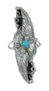 Genuine Sterling Silver Turquoise Scalloped Leaf Ring Size 8-1/2 YX89514