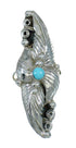 Turquoise And Silver Scalloped Leaf Ring Size 4-3/4 YX89524