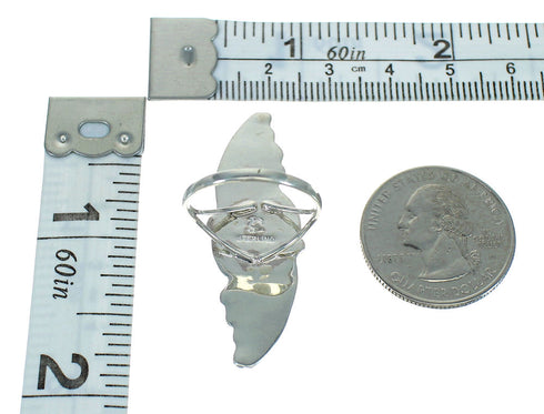 Southwest Turquoise Silver Scalloped Leaf Ring Size 6 YX89528