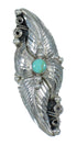 Southwest Turquoise Authentic Sterling Silver Scalloped Leaf Ring Size 7-1/2 YX89534