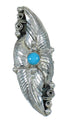 Southwest Silver And Turquoise Scalloped Leaf Ring Size 5-1/4 YX89544