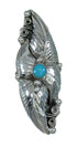Southwestern Authentic Sterling Silver And Turquoise Scalloped Leaf Ring Size 5-3/4 YX89551