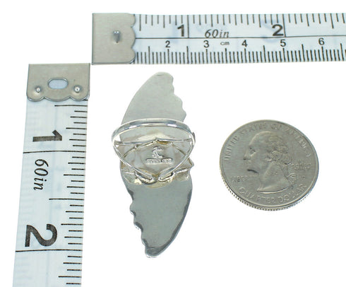 Turquoise Southwestern Silver Scalloped Leaf Ring Size 7 YX89553