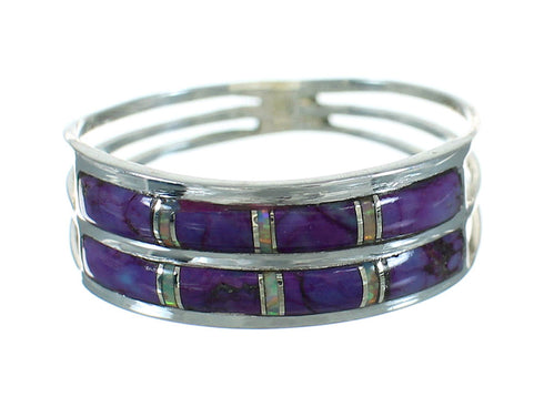 Magenta Turquoise And Opal Inlay Sterling Silver Ring Size 5-1/2 AX89945