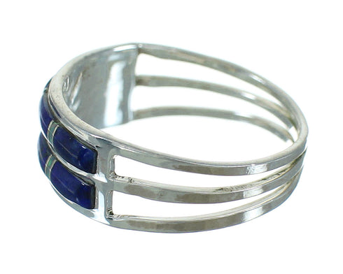 Lapis And Opal Sterling Silver Southwest Ring Size 5-1/2 AX89956