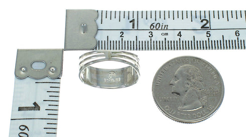 Lapis And Opal Inlay Silver Southwest Ring Size 4-1/2 AX89951