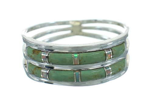 Turquoise And Opal Silver Southwest Jewelry Ring Size 6-1/2 AX89977