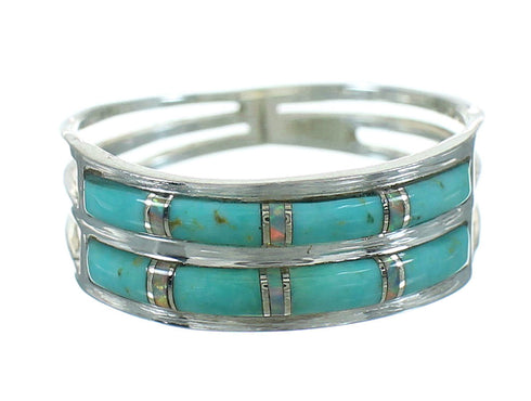 Southwestern Opal And Turquoise Authentic Sterling Silver Ring Size 4-1/2 AX90026