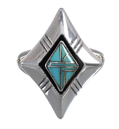 Southwest Turquoise And Sterling Silver Ring Size 8-1/2 RX86095