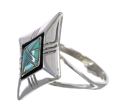 Turquoise And Sterling Silver Jewelry Ring Size 7-1/2 RX86093