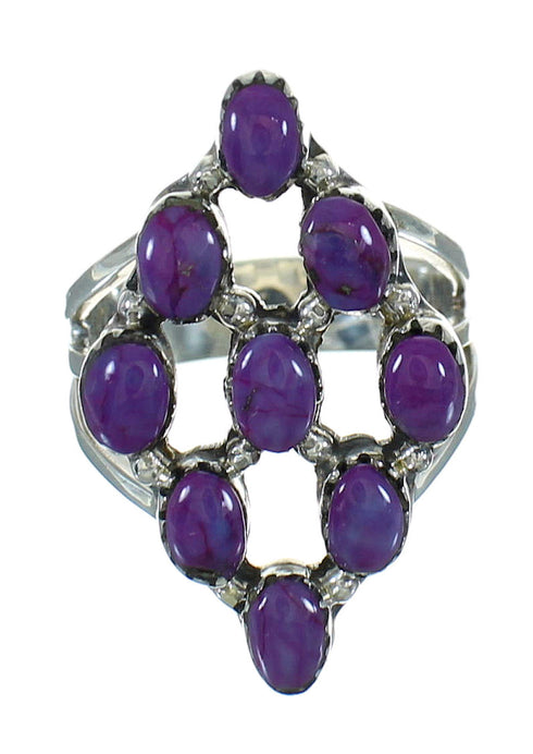 Southwest Magenta Turquoise Silver Ring Size 7-3/4 YX89778
