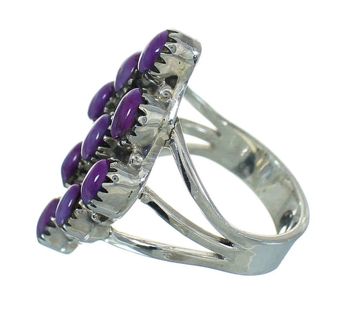 Southwestern Magenta Turquoise Silver Ring Size 8-1/4 YX89779