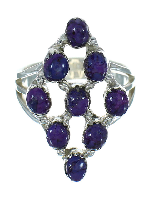 Southwestern Magenta Turquoise And Authentic Sterling Silver Ring Size 7-3/4 YX89826