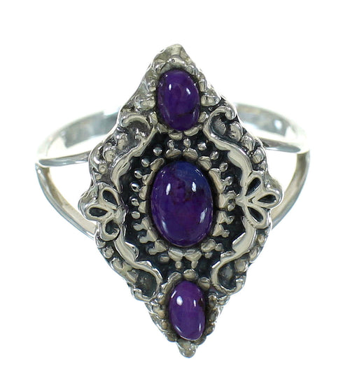Southwestern Authentic Sterling Silver And Magenta Turquoise Ring Size 5-3/4 YX89838
