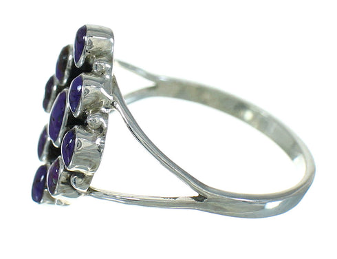 Authentic Sterling Silver And Magenta Turquoise Southwestern Ring Size 8 YX89863