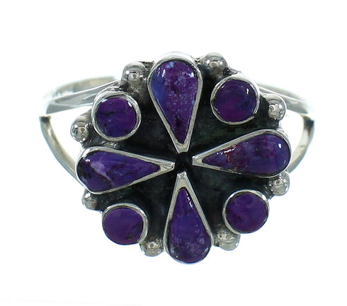 Magenta Turquoise And Sterling Silver Southwestern Ring Size 7-3/4 YX89887