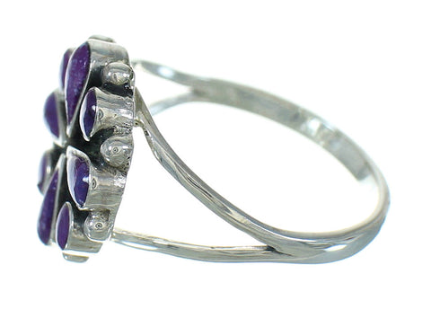 Magenta Turquoise And Sterling Silver Southwestern Ring Size 7-3/4 YX89887