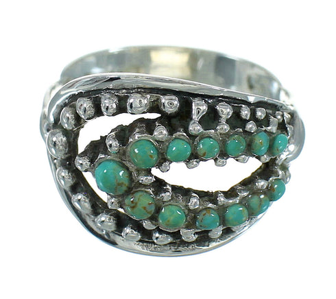 Southwestern Turquoise Silver Jewelry Ring Size 7-1/2 YX87209