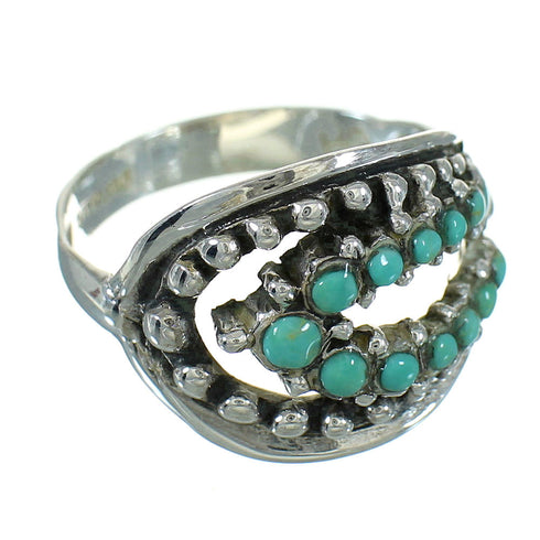 Southwestern Turquoise And Genuine Sterling Silver Jewelry Ring Size 5-1/2 YX87231